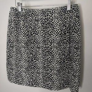 Liz Claiborne Black White Velveteen Leopard Animal Print Mini Wrap Skirt Sz 10